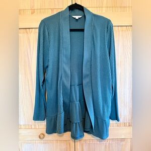 LC Lauren Conrad Ribbed Green Knit Cardigan